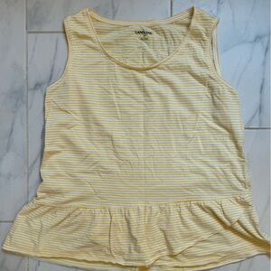 Lands end yellow and white tank top